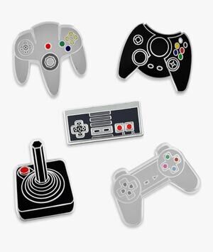 PinMart's Retro Video Gaming Controller Enamel Lapel Pin Set